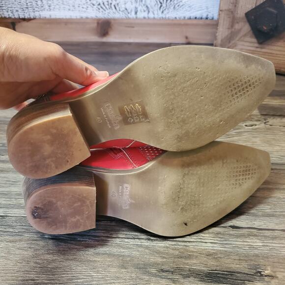 Casta Red Orange Leather Cutout Ankle Booties EUC Modern Boho Edgy Minimalist - Picture 13 of 13